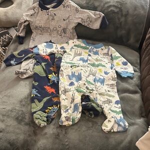 Dinosaur Print Kids One Piece onesie Set - Blue, Gray, Green